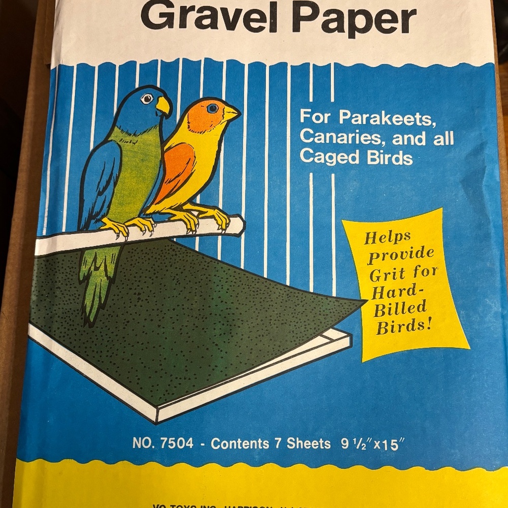 X's 6 VIP Vo-Toys 9.5" X 15" Gravel Sheets Sand tray Bird cage Liner 42 Sheets